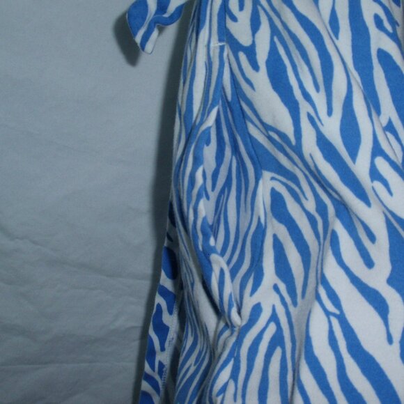 Diane Von Furstenberg Size L 10 12 Blue Sea Twig Knee Length Faux Wrap Dress - Picture 9 of 10